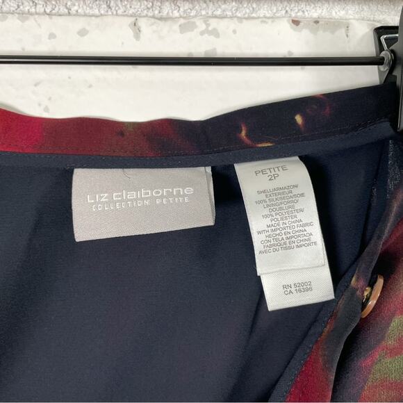 Liz Claiborne Petite Color Bleed Green Pink Black Tie Dye Wrap Midi Skirt Size 2 - Picture 11 of 11